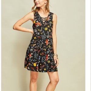 FLASH SALE Entro Black Floral Dress Sleeveless